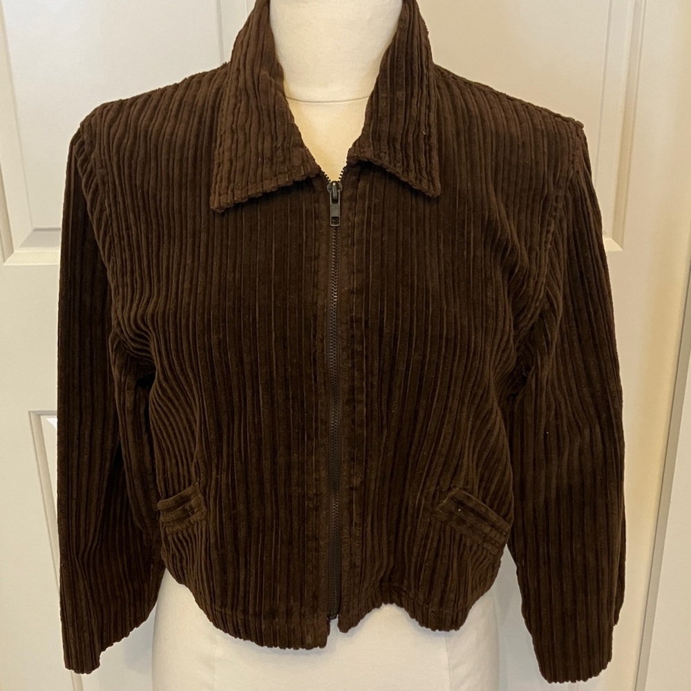 Dark Brown Wide Walr Corduroy Cropped Jacket